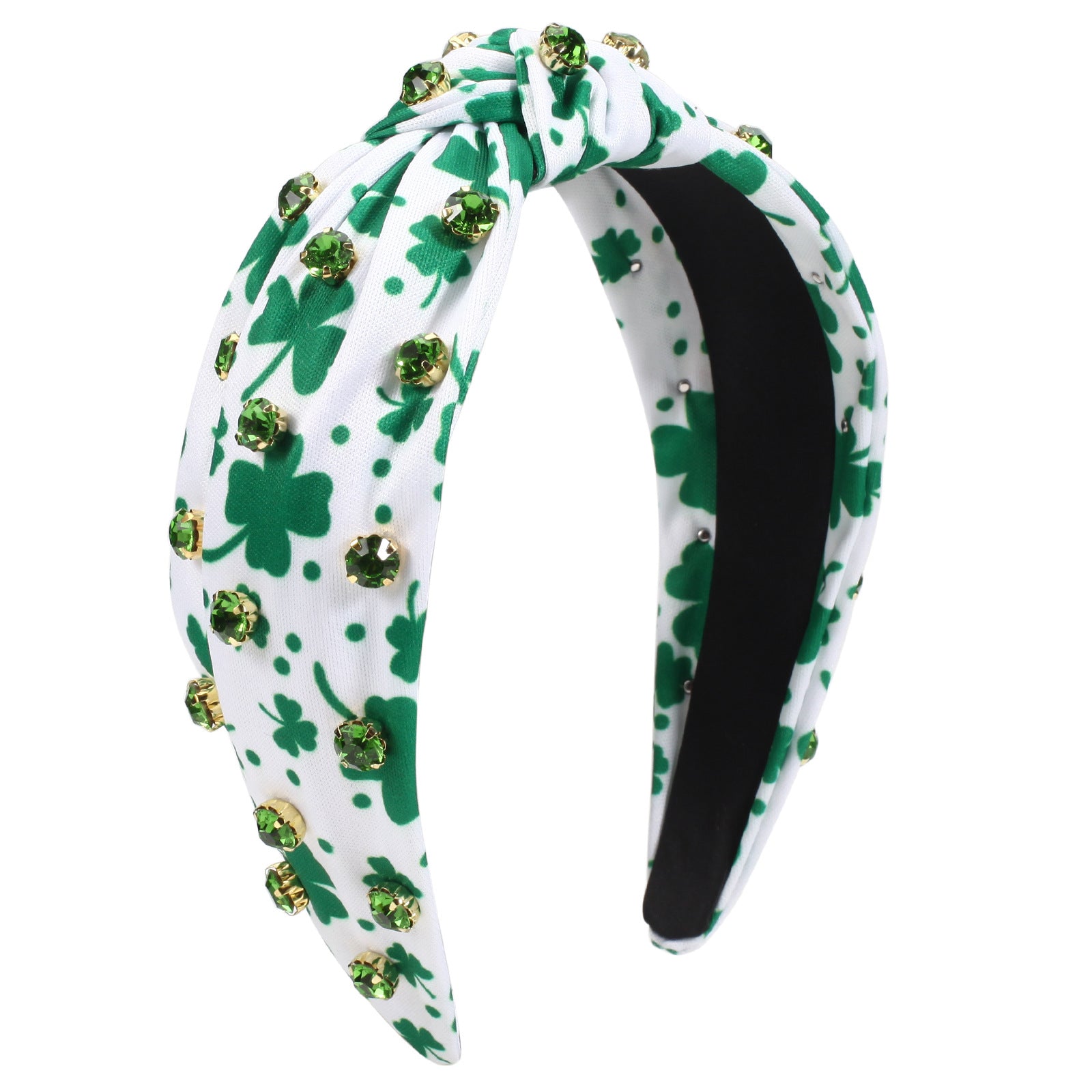 Wholesale Irish St. Patrick's Day Rhinestone Four-leaf Clover Wine Glass Party Headband